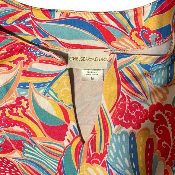 Chelsea Gunn Colorful V Neck Sleeveless Lightweight Dress Sz M - Picture 3 of 4